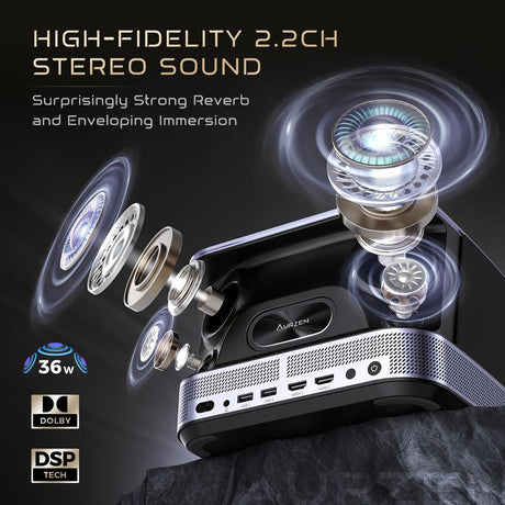 Proyector 3 en 1 4K, AURZEN BOOM 3, WiFi, Bluetooth, 500 ANSI