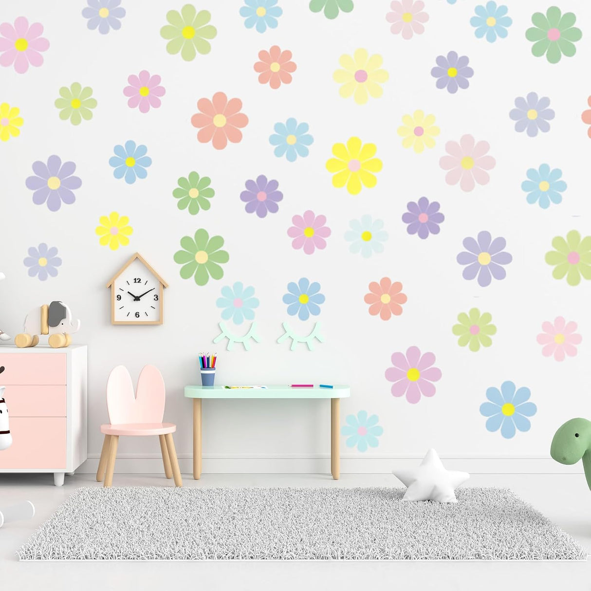 32 Pcs Pegatinas de Flores para Pared - Decoración Infantil