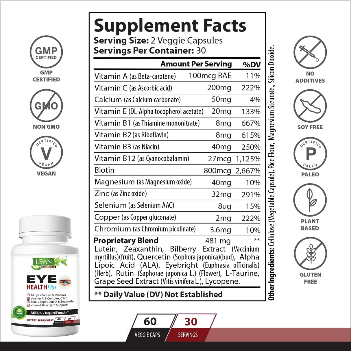 Suplemento Areds 2 Eye Health Plus con cobre vitamina A B C