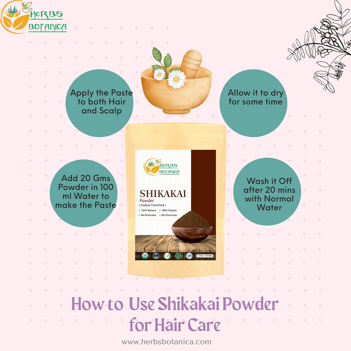 Polvo de Shikakai Puro Acacia Concinna para Cabello