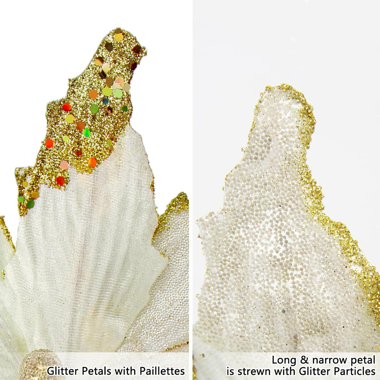 Flores Poinsettia Artificial Briful 12'' Set de 4 para Decorar