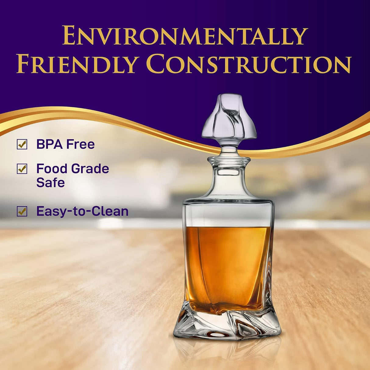 Decantador de vidrio de whisky NUTRICHEF NCGD1XZ96