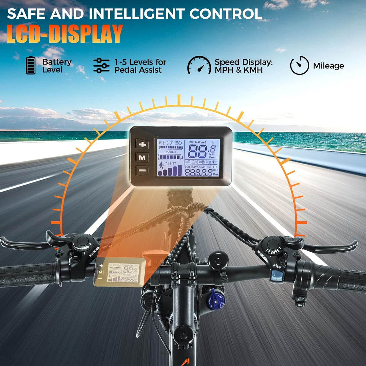 Bicicleta eléctrica ANCCHER 750W, 55 millas, 21 velocidades