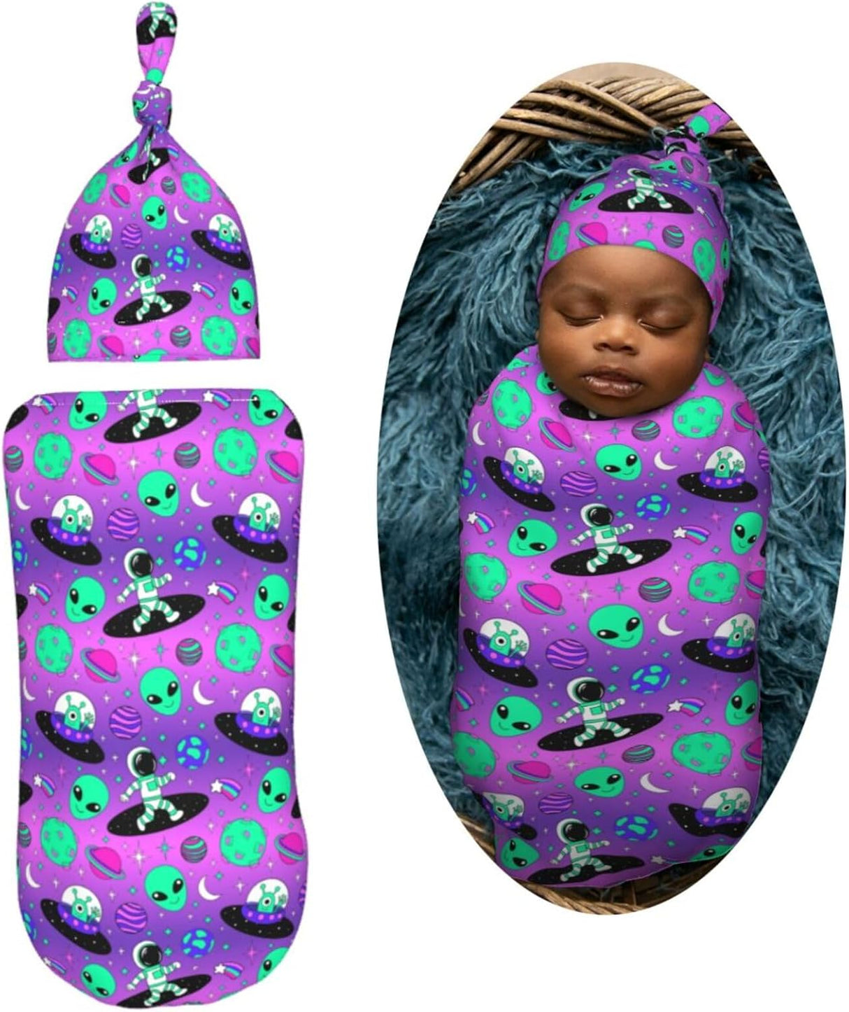Manta de Envueltas para Bebés Astronautas y Alienígenas, Suave