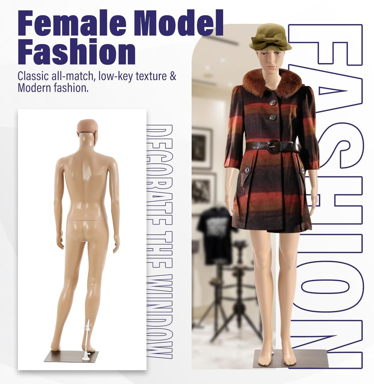 Maniquí completo ajustable, marca desconocida, 69 con base metal.