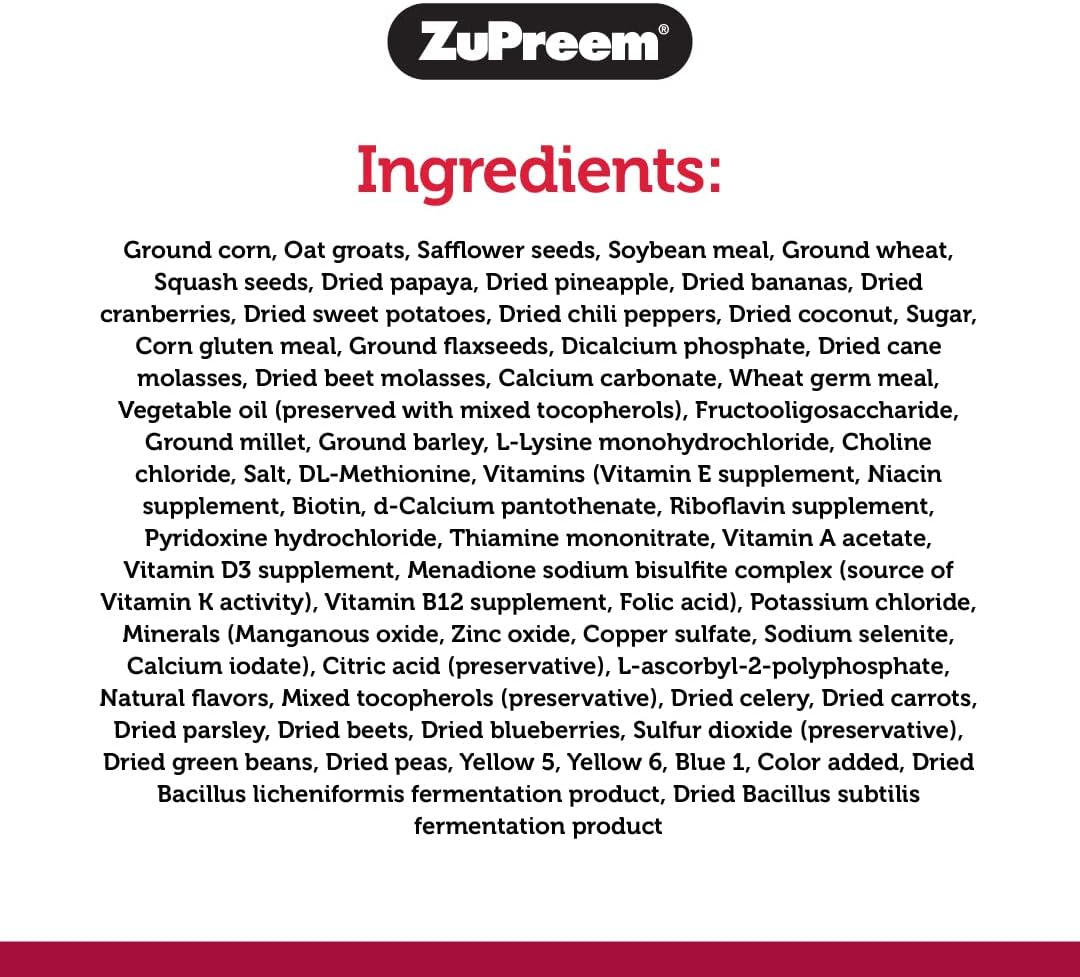 ZuPreem- Alimento para pájaros para loros, 4 libras.