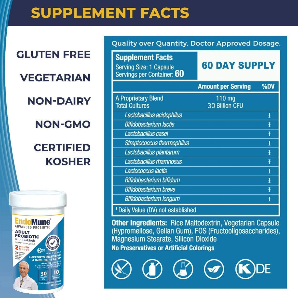 Suplemento probiótico multicepa avanzada para adultos 60 und