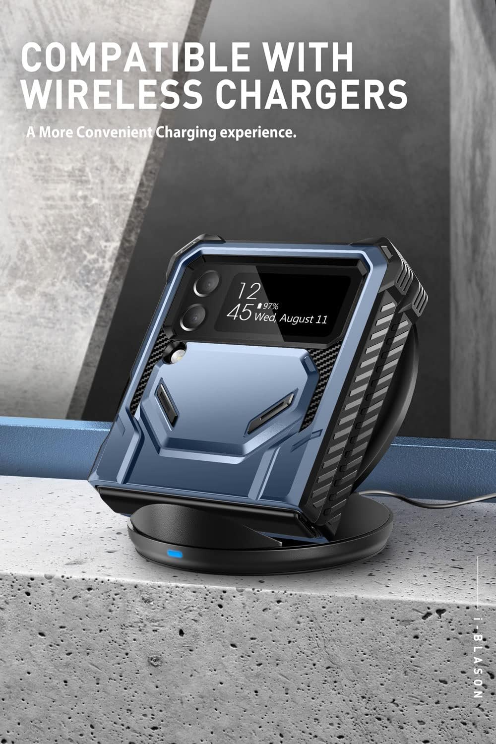 i-Blason Armorbox Series - Funda resistente para Samsung Galaxy Z Flip 4 5G (2022), con reducción de golpes y parachoques (inclinación)