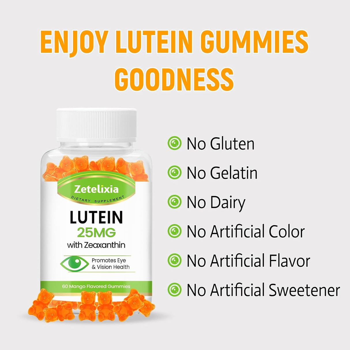 Gomitas de luteína de 25 mg Vitaminas para los ojos Luteína