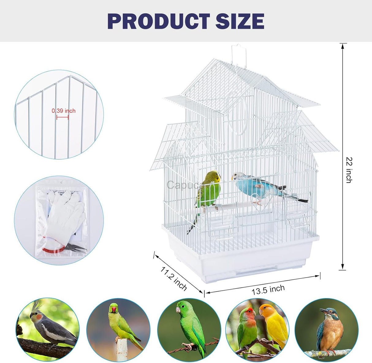 Jaula de viaje para pájaros pequeños, kit de iniciación ligero para pájaros pequeños con jaulas y accesorios, ideal para periquitos, tortolitos, pinzones, canarios
