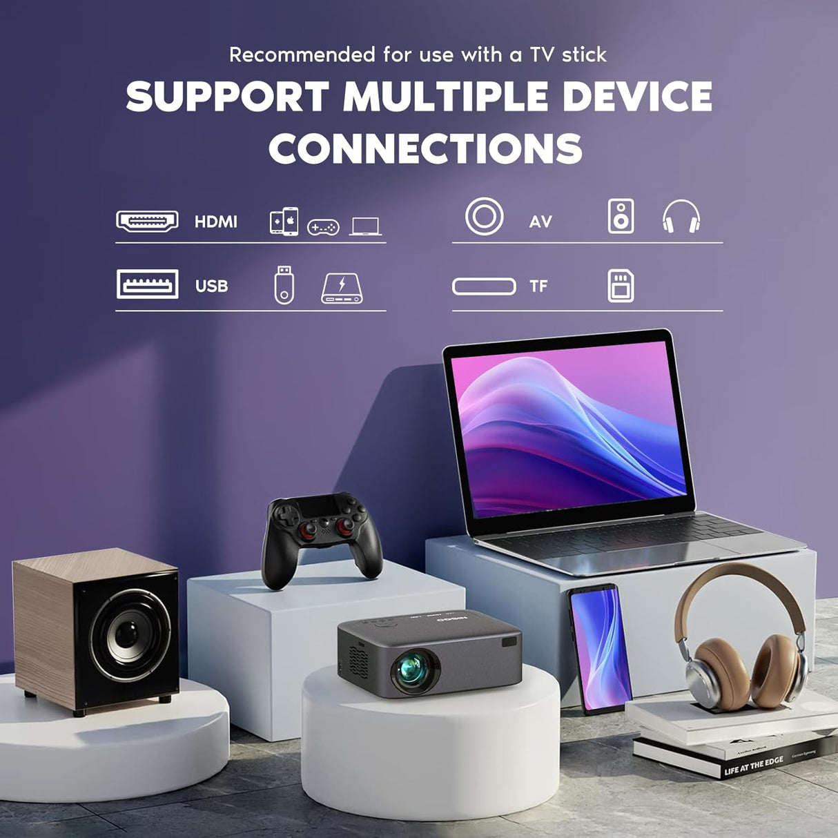 Proyector NISOO 1080P, WiFi, Bluetooth, 700 ANSI, portátil