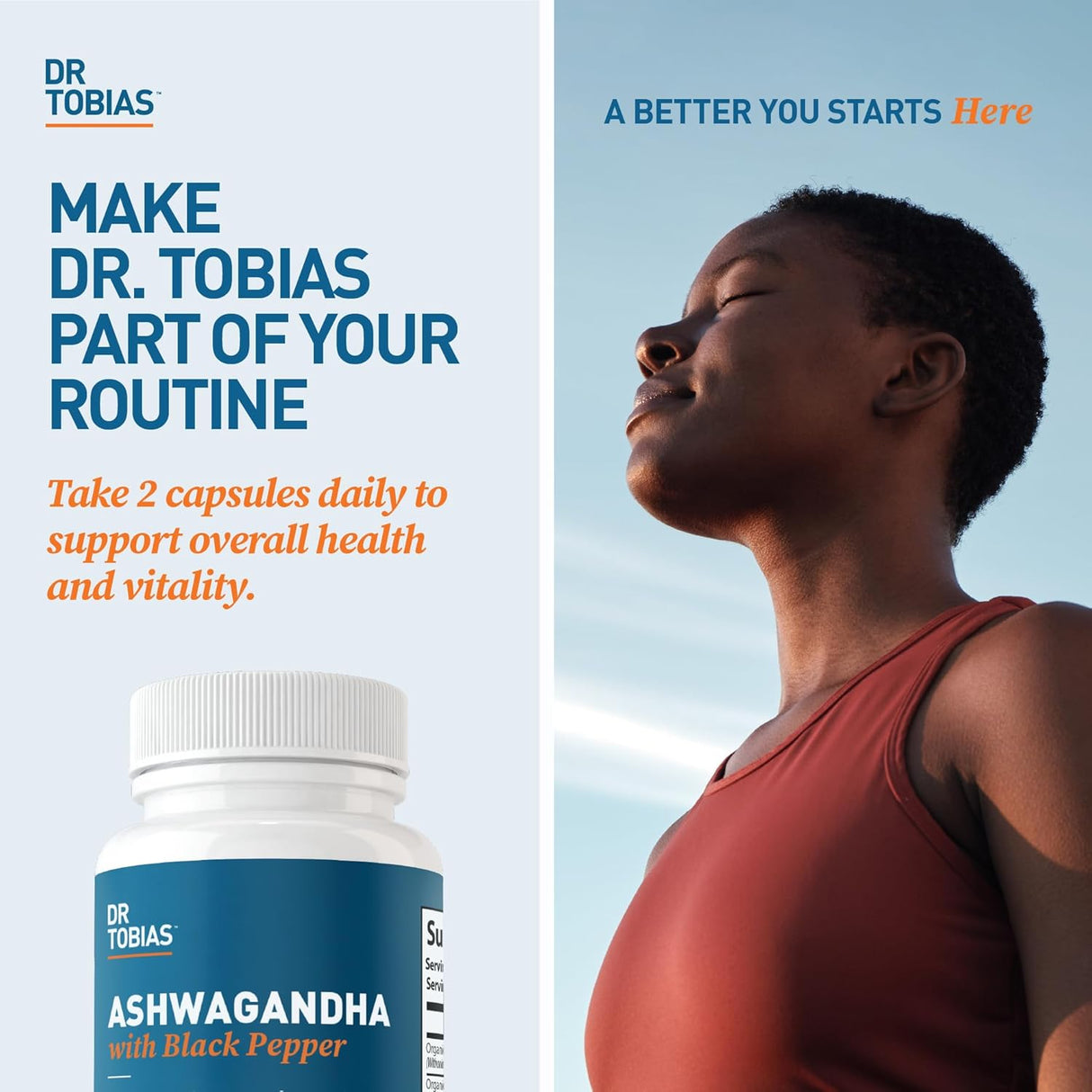 Cápsulas de Ashwagandha 1300mg Dr. Tobias, 60 Veganas