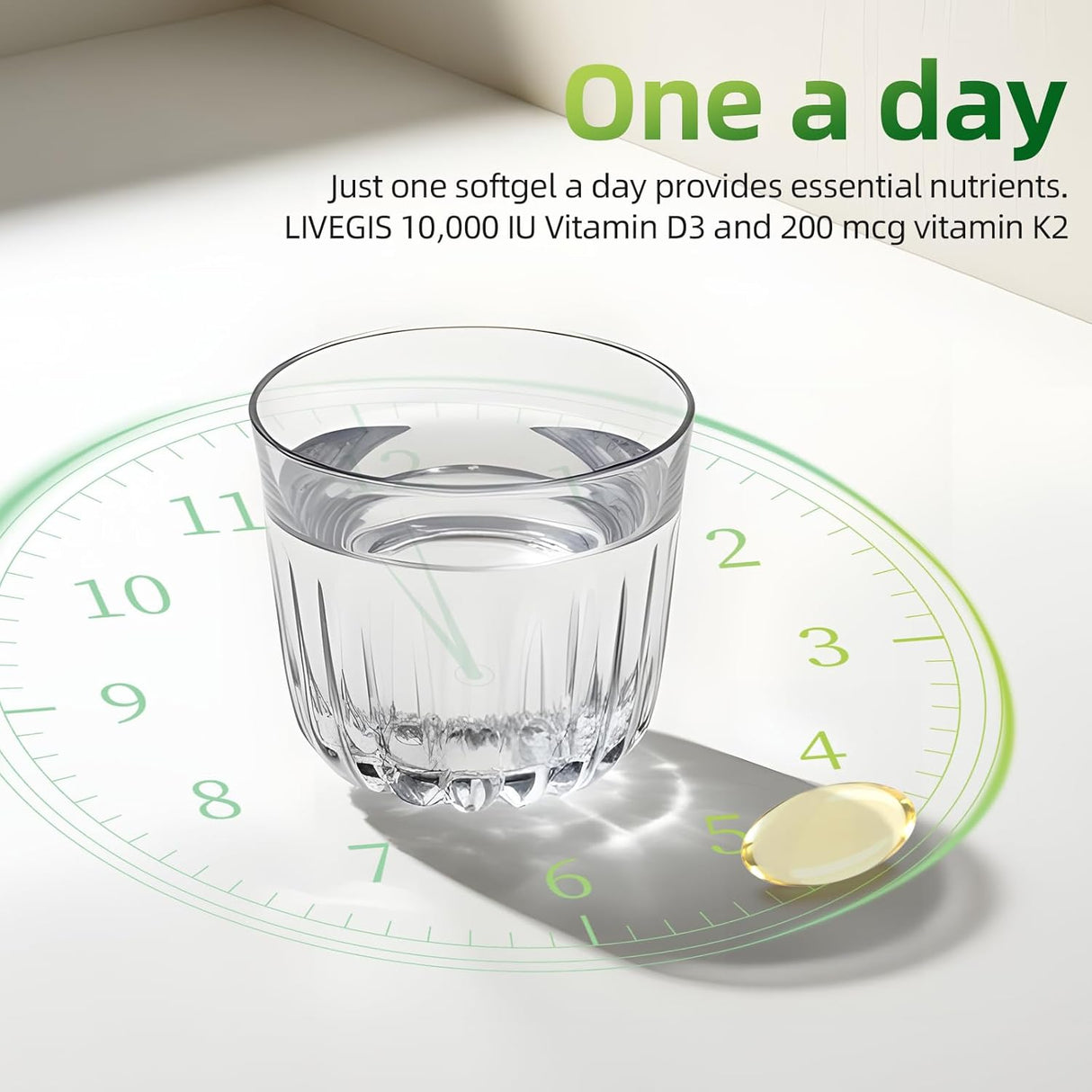 Suplemento Vitamina D3 K2 10000 IU + K2 200 mcg 90 cápsulas