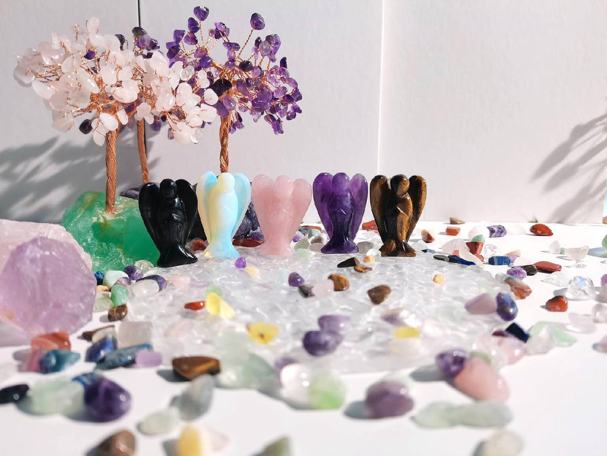 5 piezas de decoración de ángel de cristal amatista, cuarzo