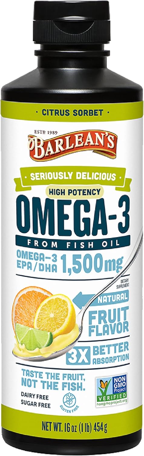 Suplemento de Omega 3 Barlean's, 1500mg EPA & DHA, 16 oz