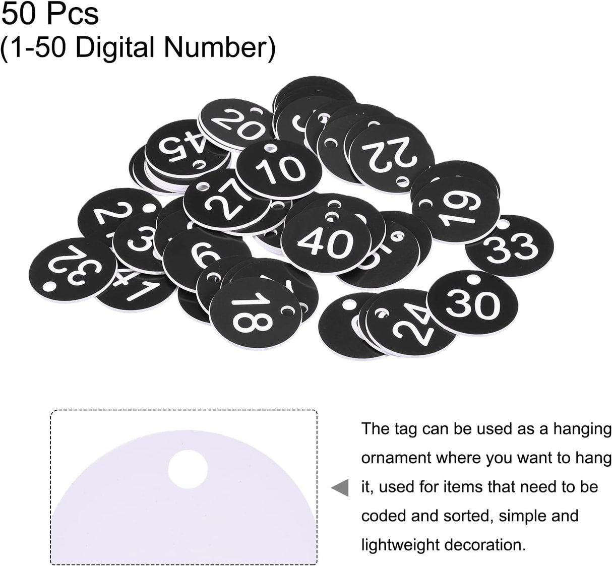 MECCANIXITY Etiqueta de identificación redonda del 1 al 50
