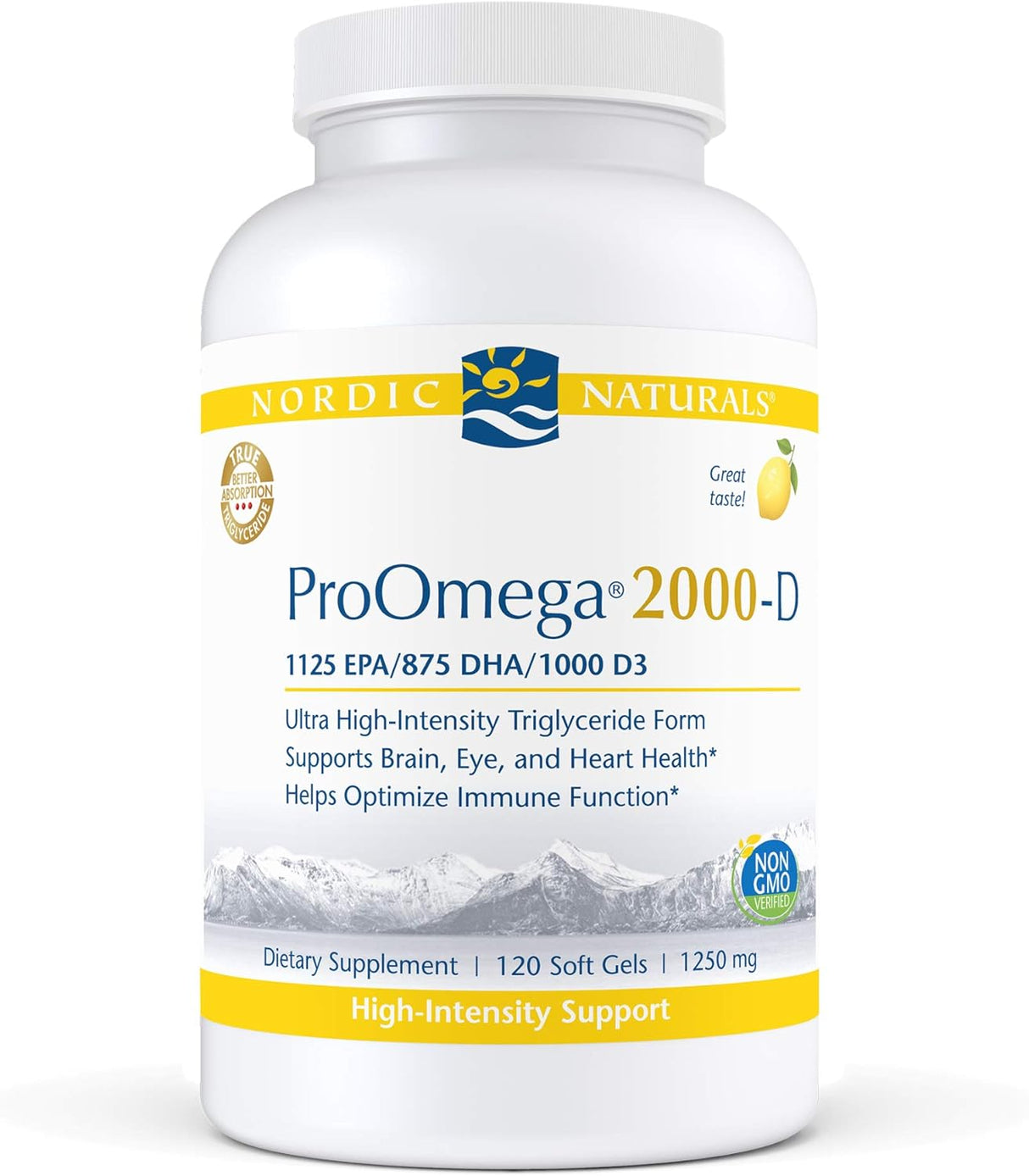 Suplemento Nordic Naturals ProOmega 2000-D sabor a limón