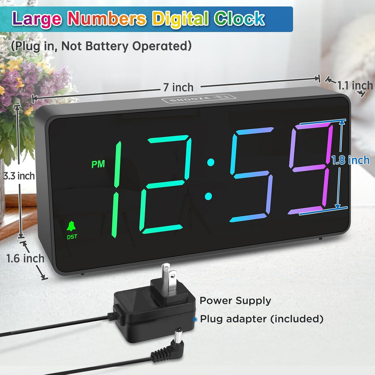 Reloj Despertador Digital Extra Fuerte con Luz LED y Cargador