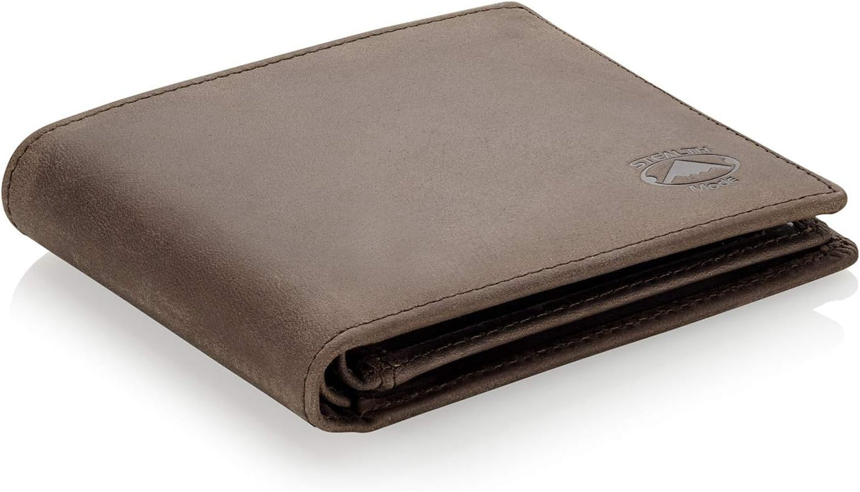 Billetera Bifold de Cuero para Hombre con Ventana de ID y RFID