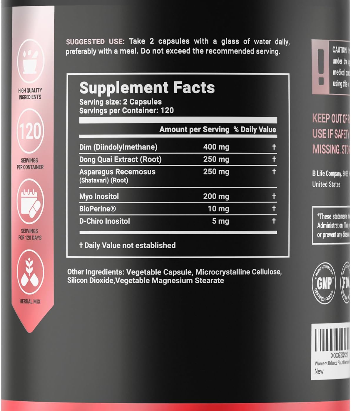 Suplemento Equilibrio Femenino B Life 240 caps 120 días