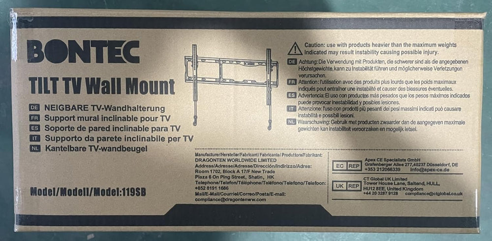 Soporte de pared para TV BONTEC, 17-86, hasta 165LBS, VESA 600x400