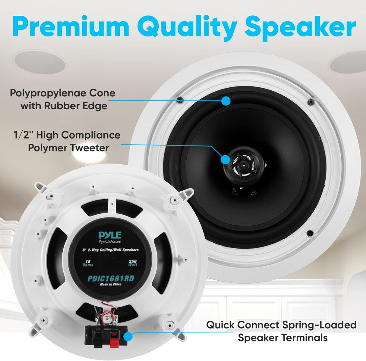 Par de altavoces empotrables de pared 250 W Pyle