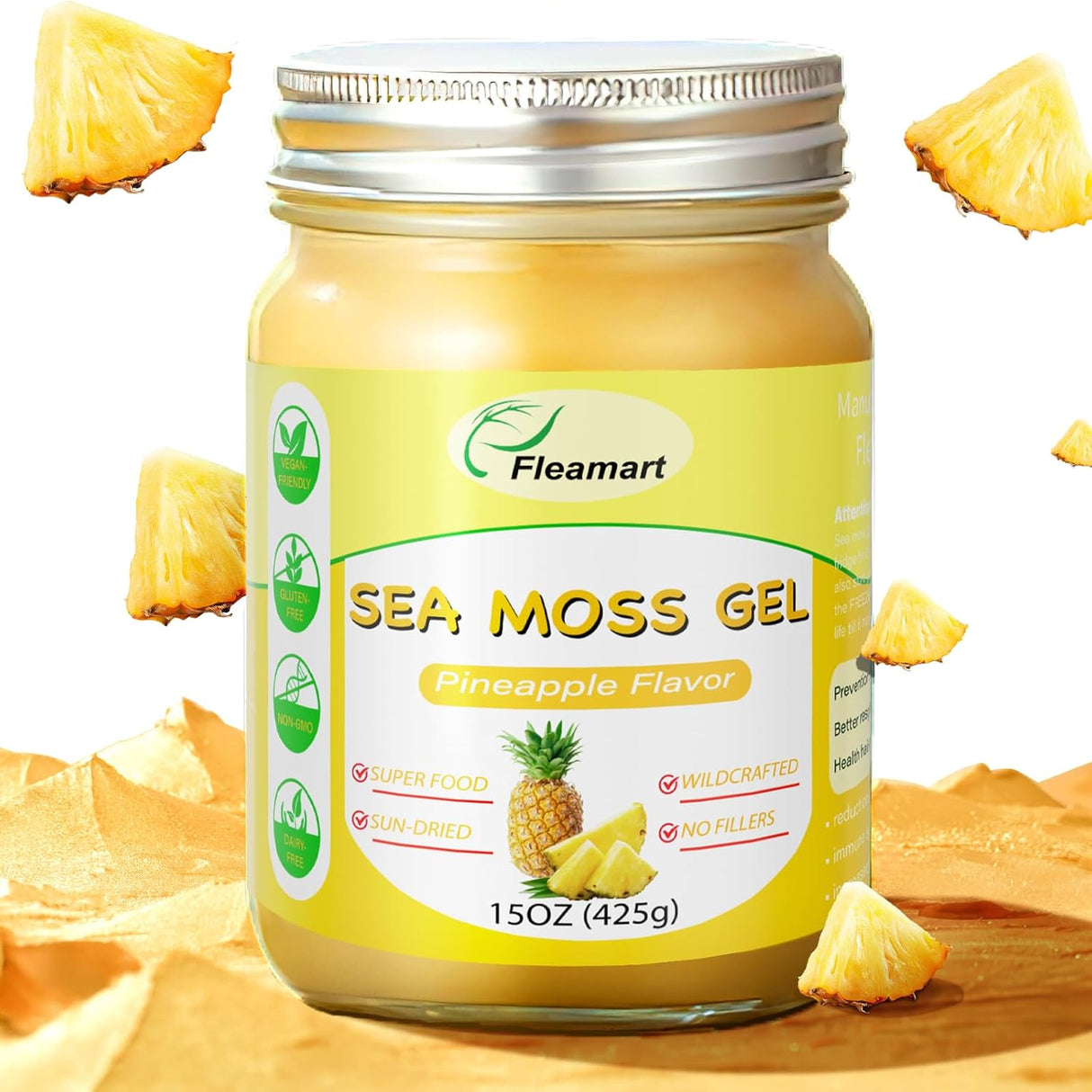 Gel de Musgo de Mar Irish, Superalimento Vegano, Sabor Piña