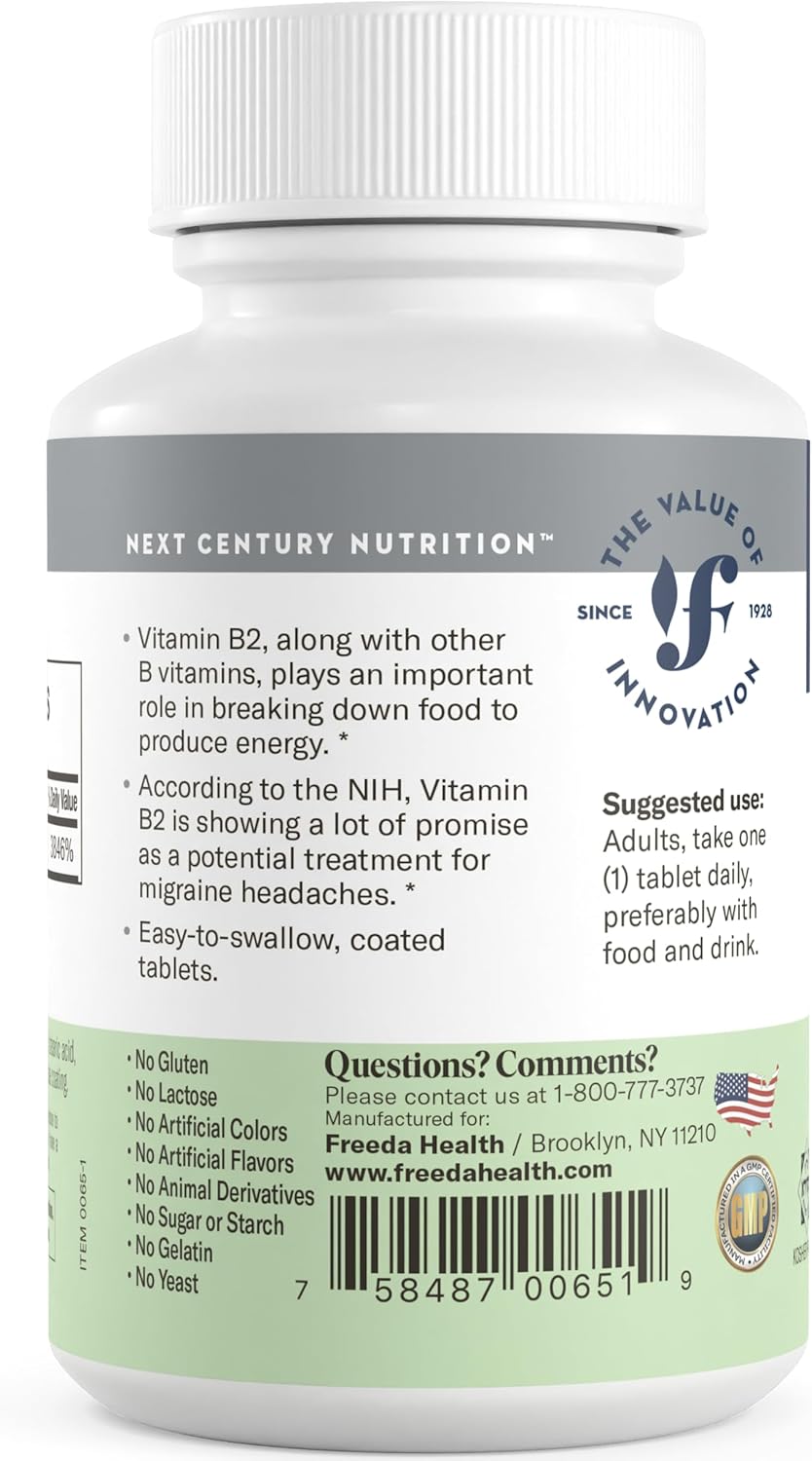 Freeda B2 Vitamina Riboflavina 50mg – Energía y Nervios – Kosher, Vegan (100)
