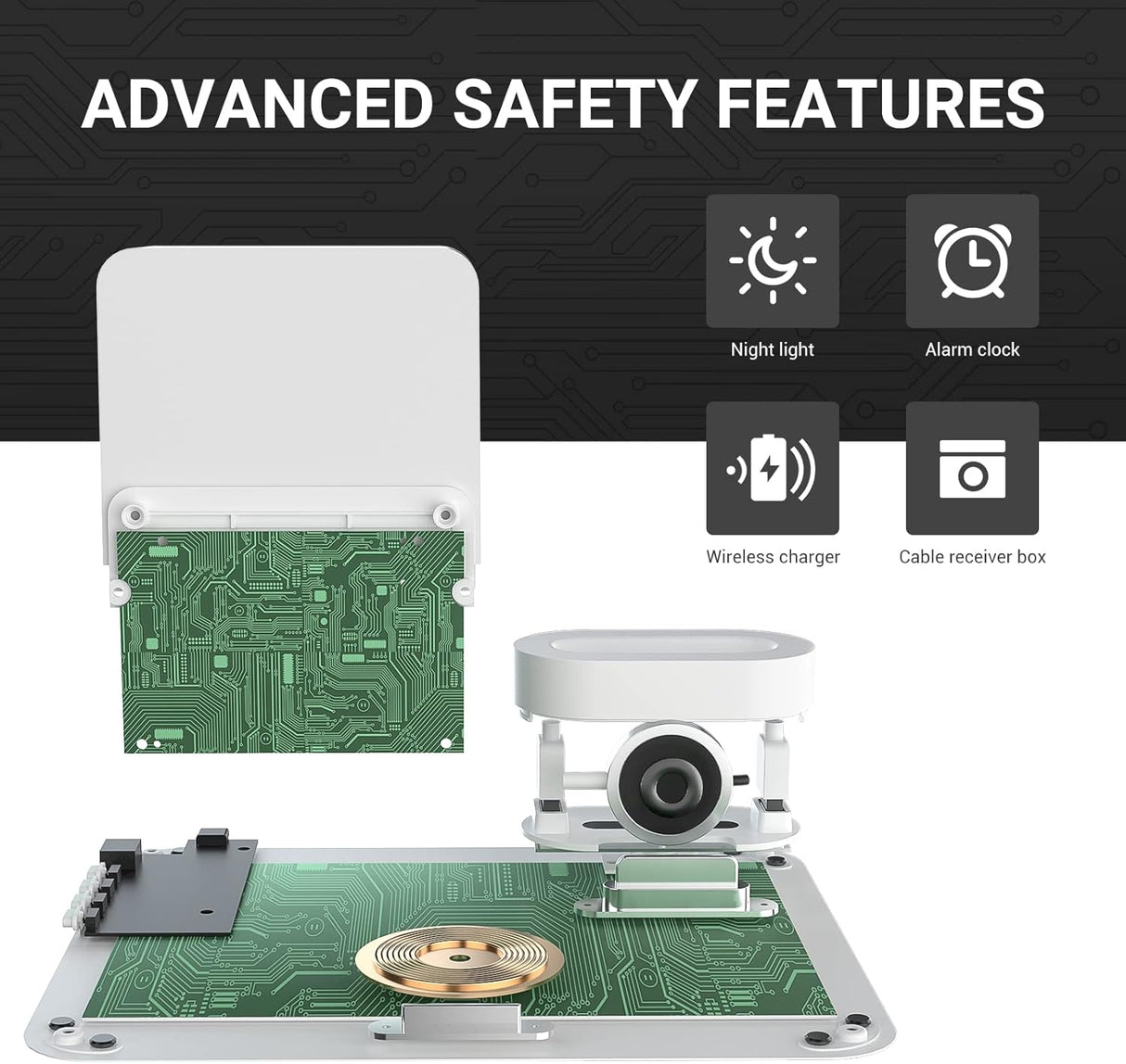 Cargador de carga inalámbrica 3 en 1 con reloj despertador