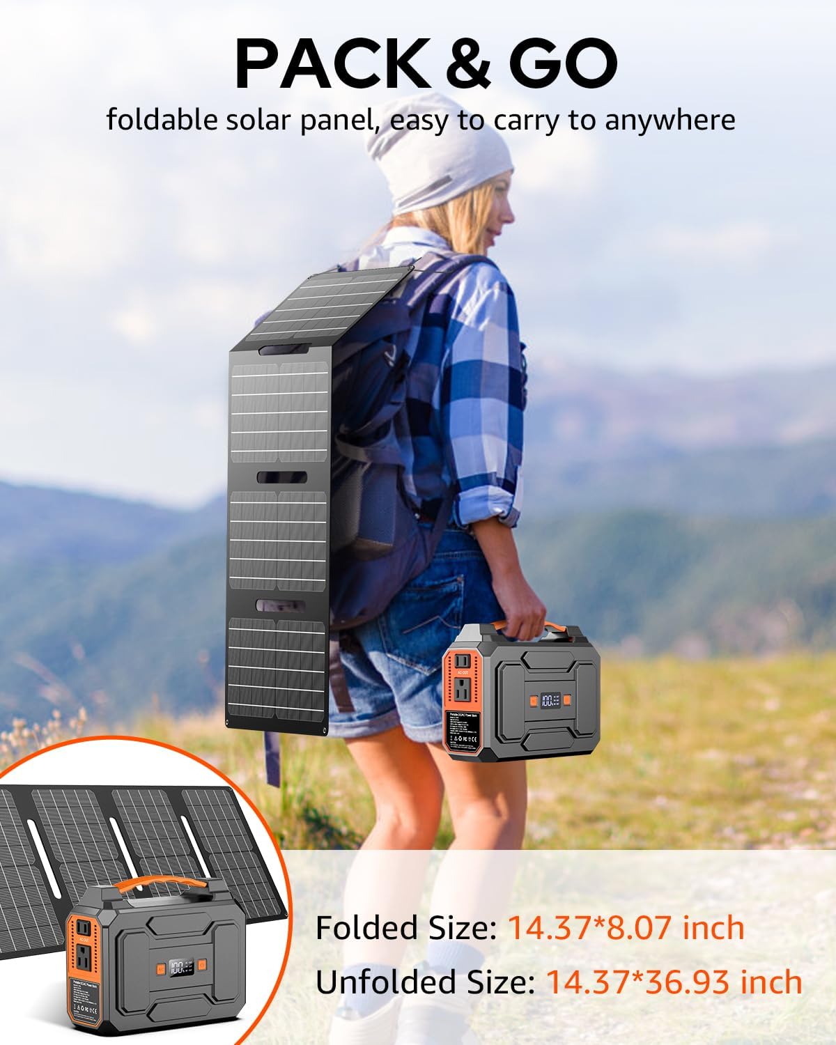 Generador Solar 200W Pico/100W, Estación de Energía Portátil