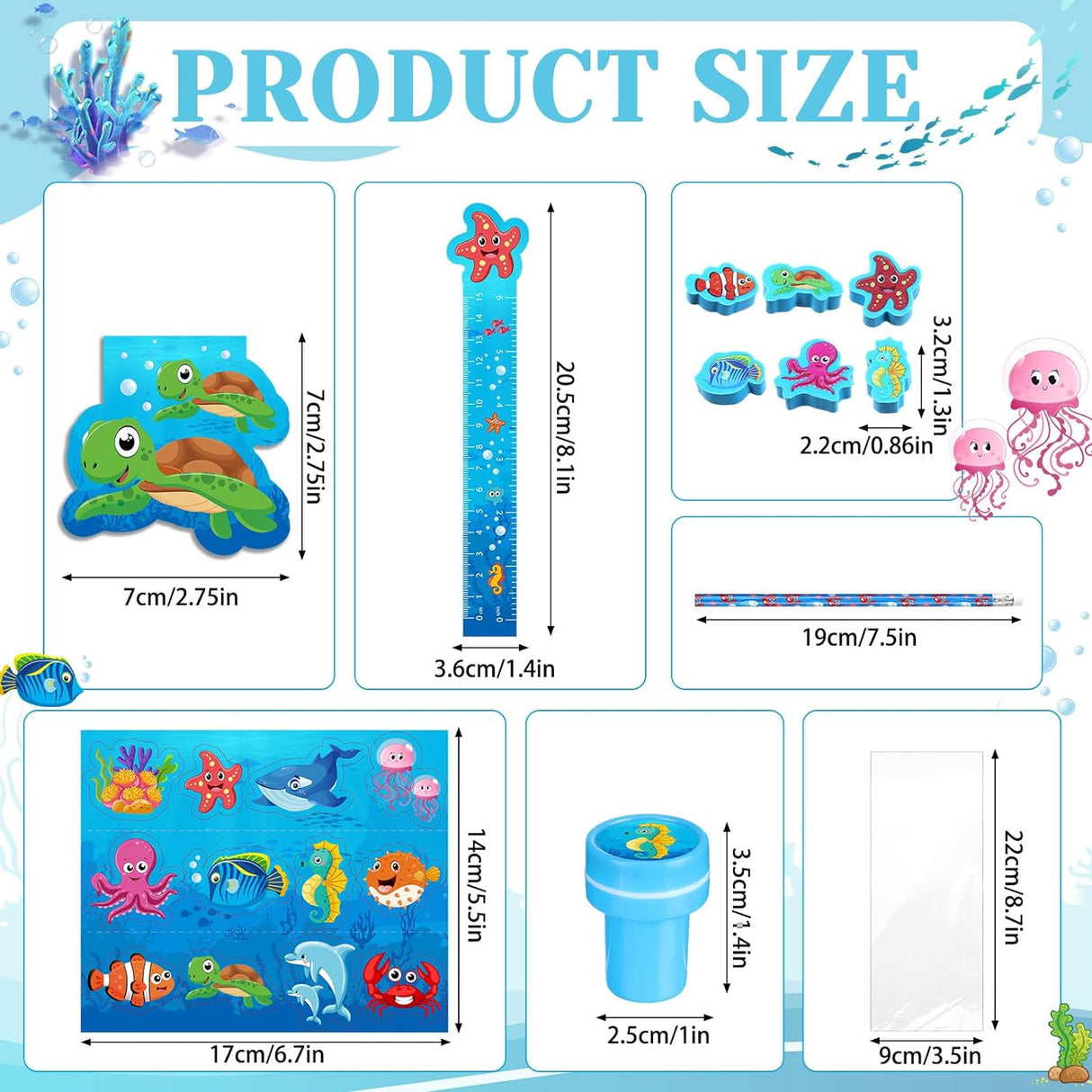 Set de Fiesta Bajo el Mar con Papelería Temática de Animales Marinos