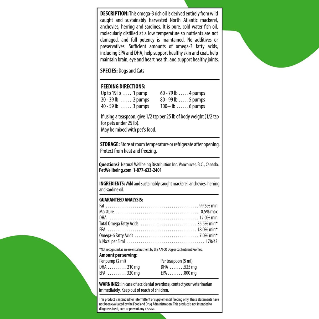 Aceite de pescado omega-3 Daily EFA para perros y gatos