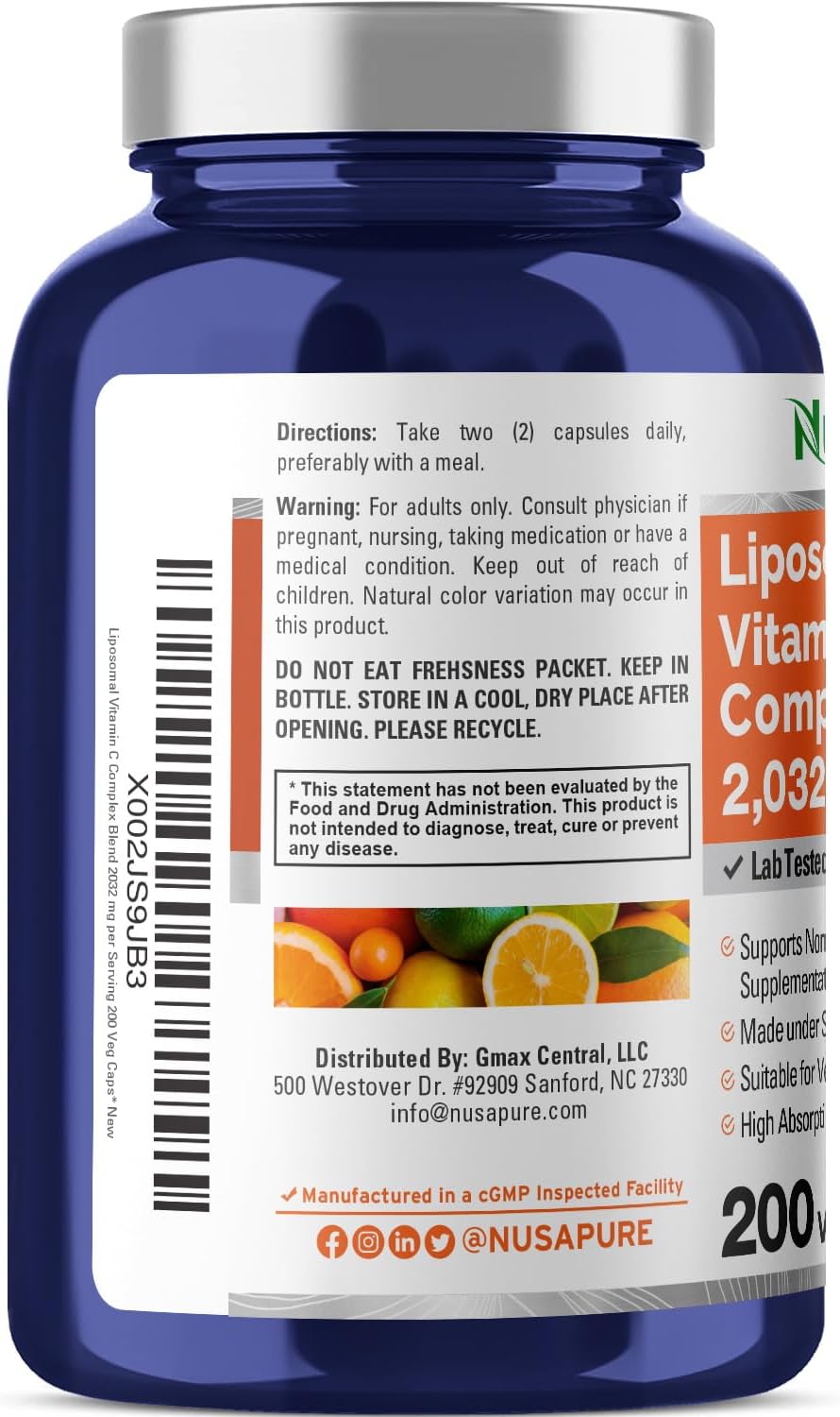 Vitamina C liposomal 2032mg con BioPerine - 200 cápsulas