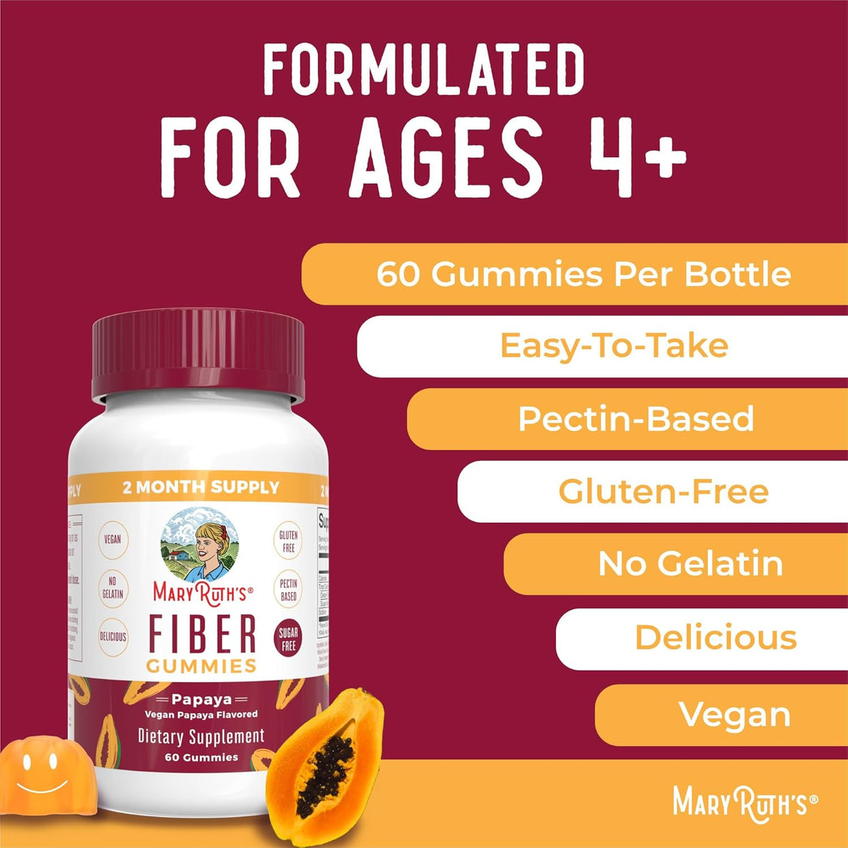 Suplementos de fibra para adultos Suministro de 2 meses