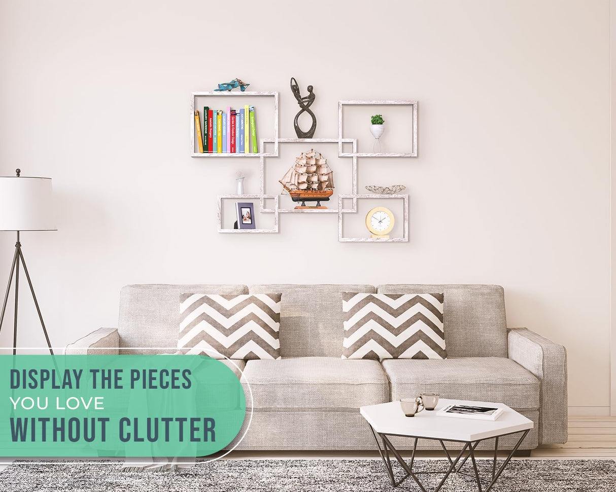 Estanterías Flotantes Cuadradas Rústicas - Set de 5 - Incluye Tornillos