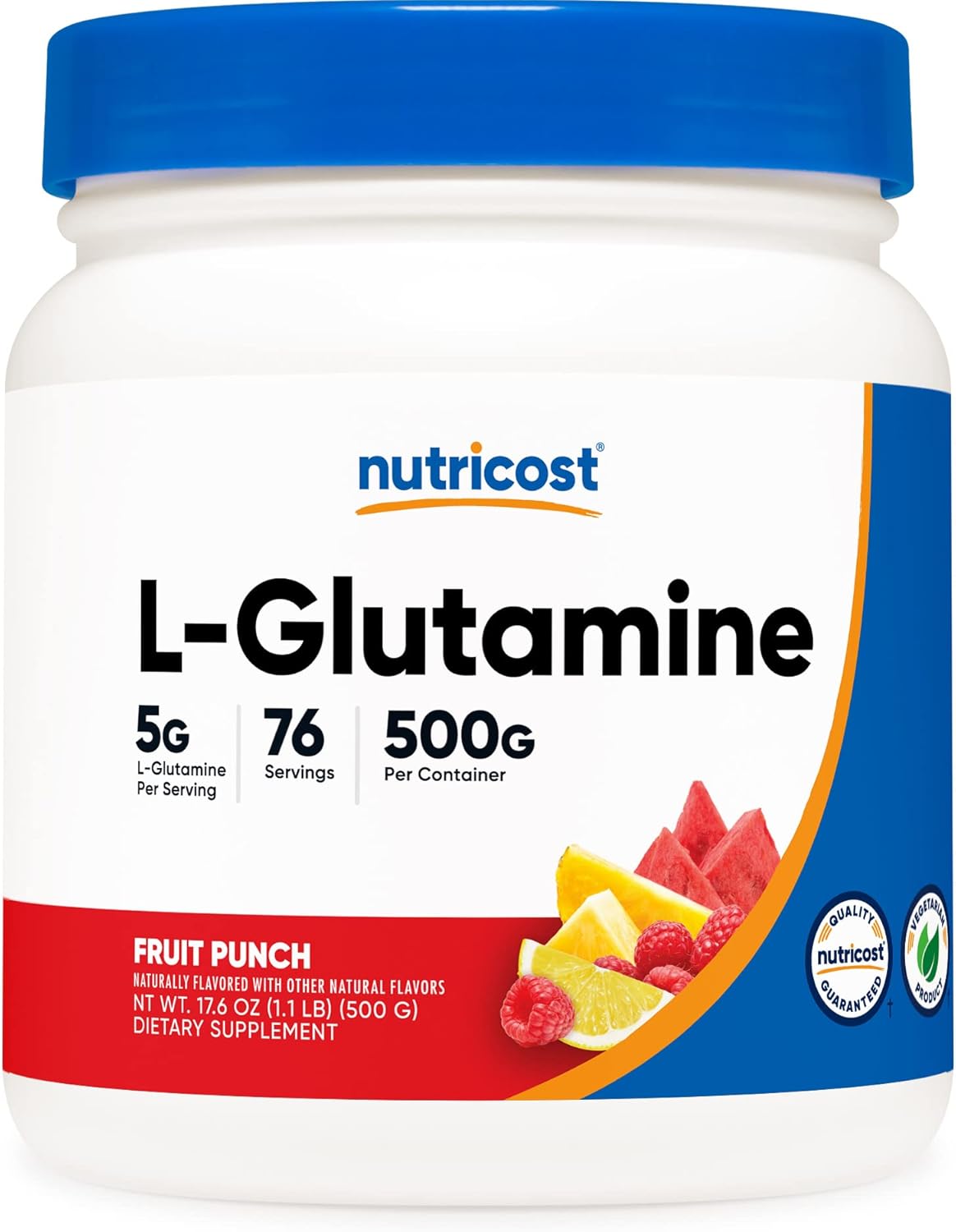 Suplemento L-glutamina en polvo 17.6 oz ponche de frutas