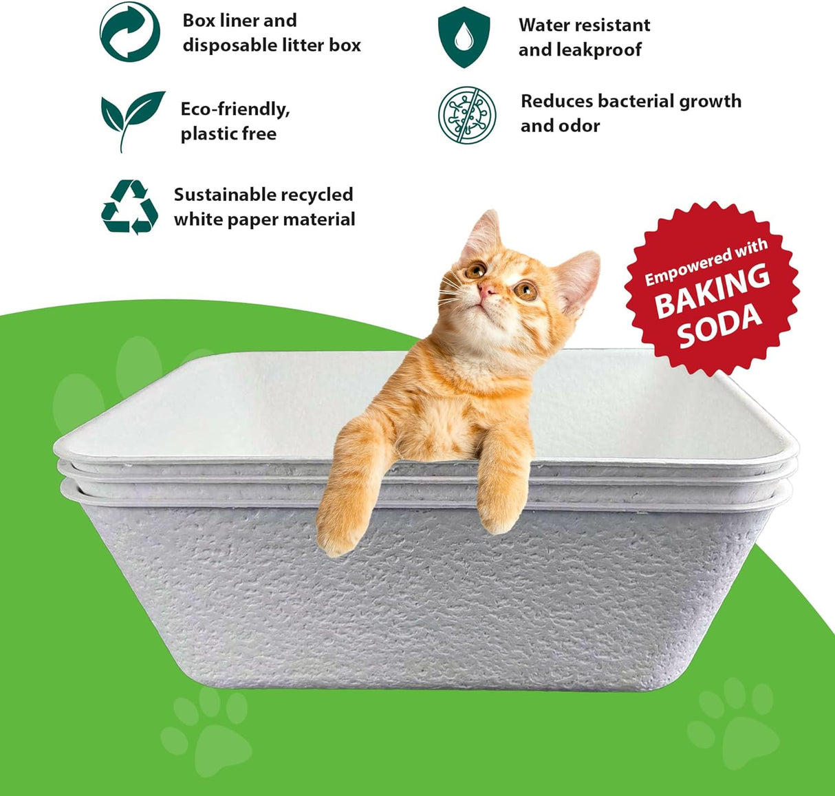 Cajas de arena desechables para gatos con bicarbonato 5 pack