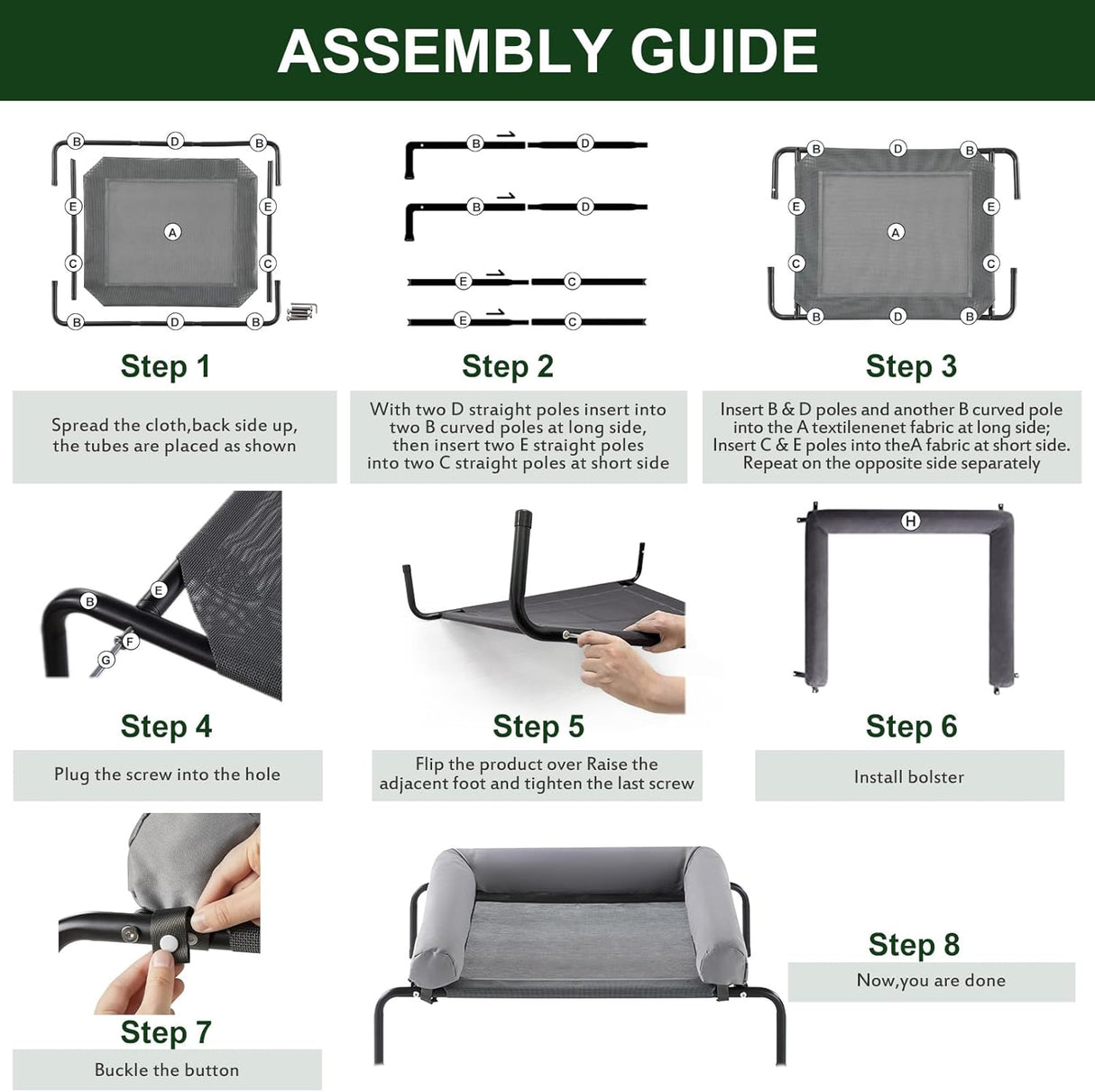 Cama Elevada para Perros RRPETHOME, Resistente y Portátil