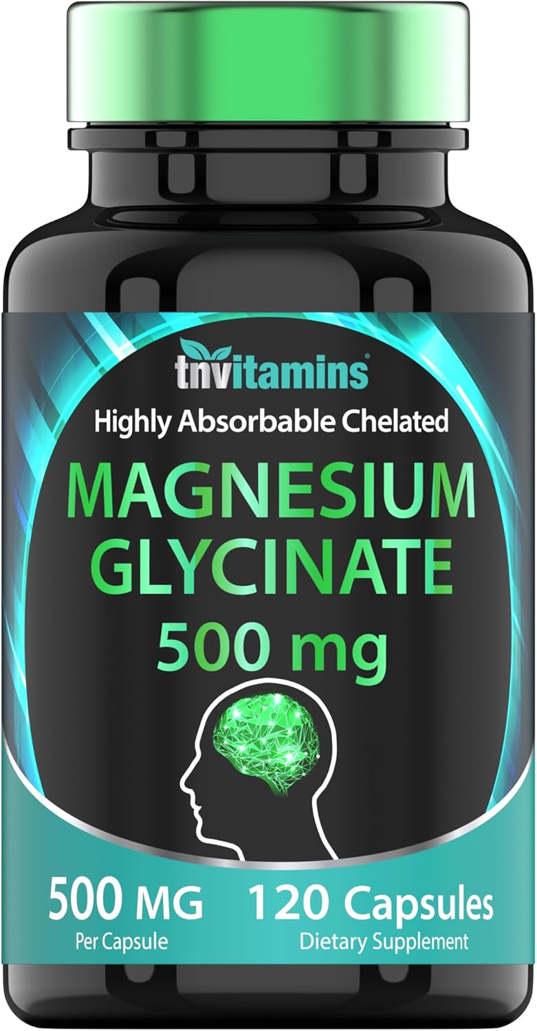 Magnesio Glicinato 500mg, 120 cápsulas, para dormir y nervios