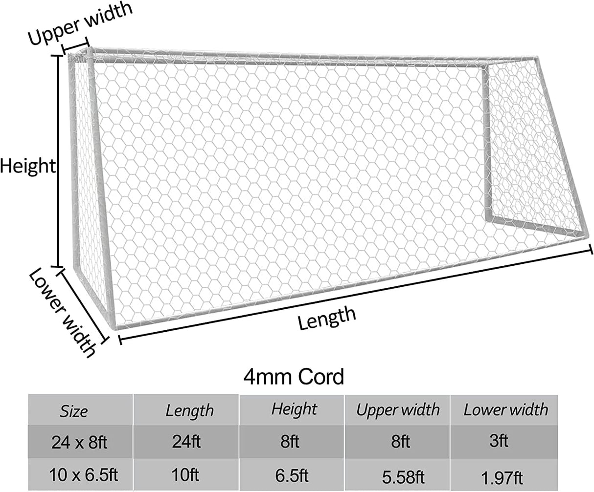 Red de portería de fútbol de poliéster resistente, sin postes