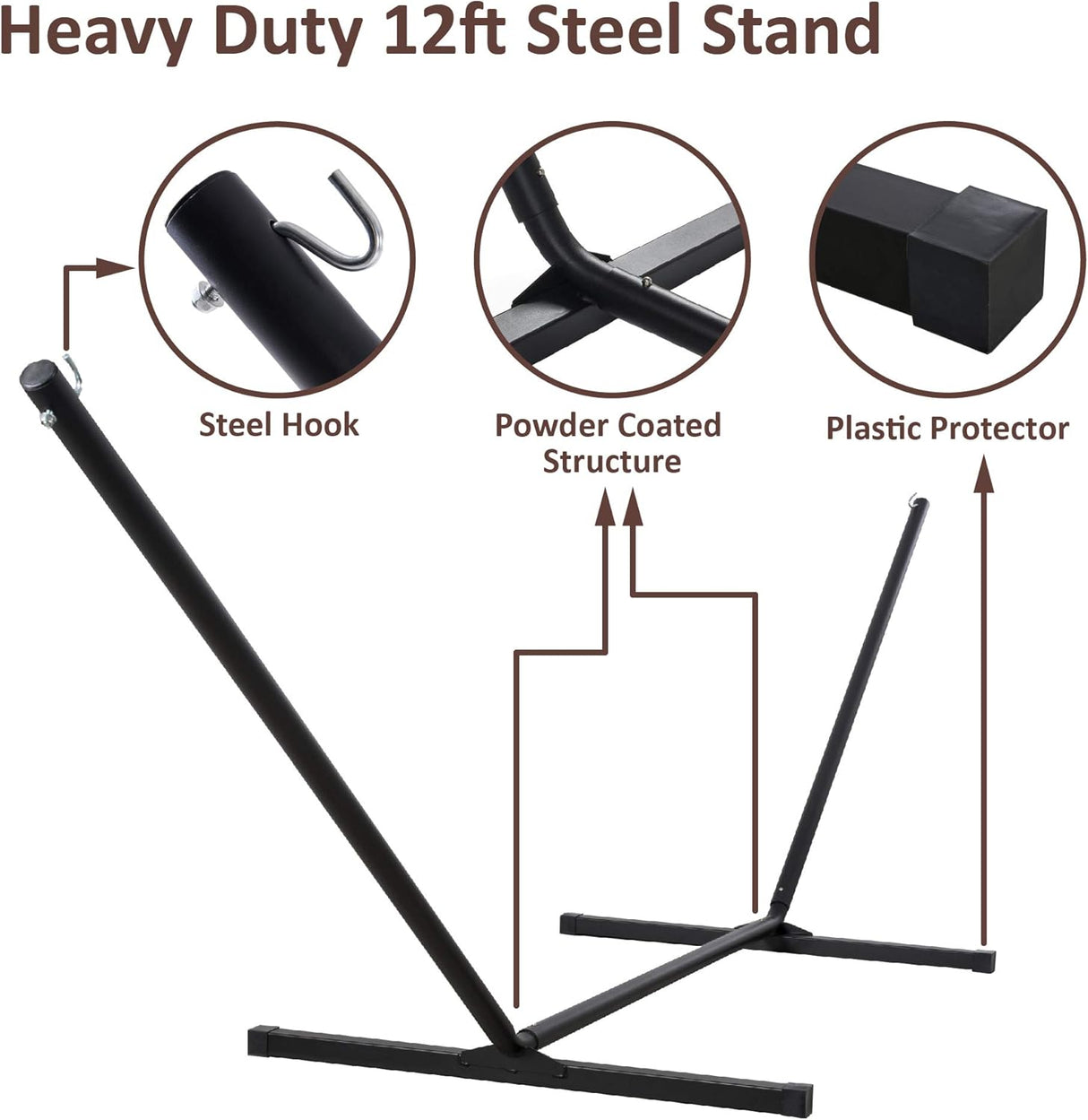 Hamaca portátil SUNCREAT con soporte, 2 personas, 475lbs capacidad