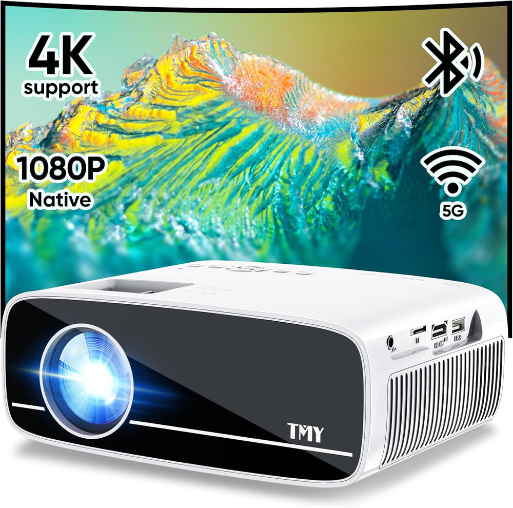 Proyector TMY 1080P nativo, WiFi 5G, Bluetooth 5.1, portátil