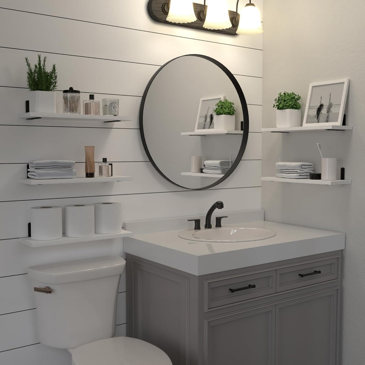 Estantes Flotantes de Madera, 5 Sets, Decoración y Almacenaje
