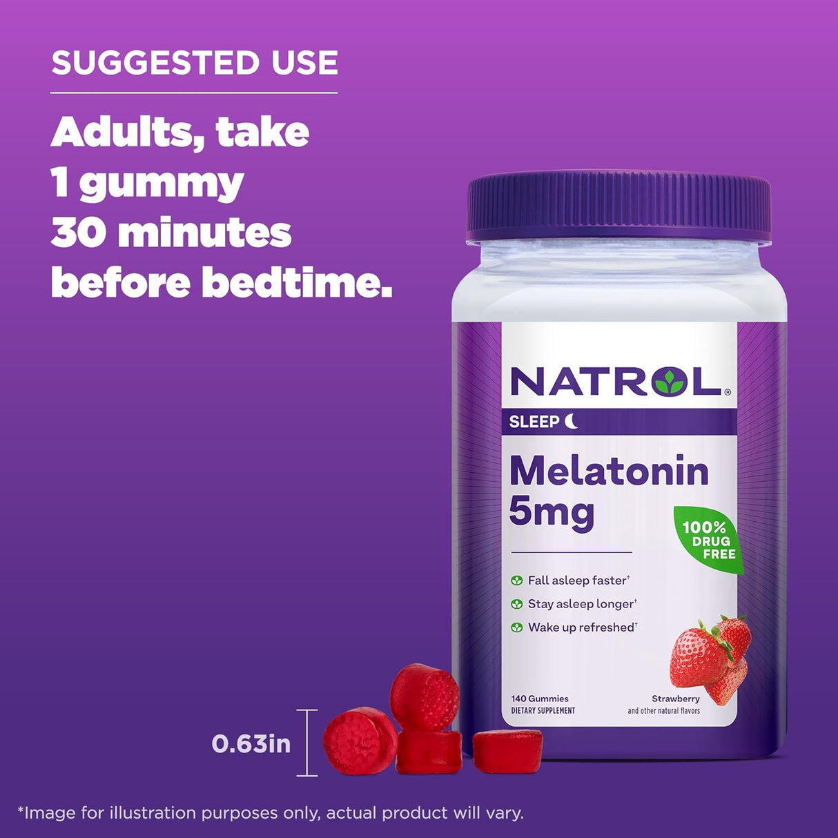 Natrol Gomitas suplementos para dormir de 5 mg para adulto