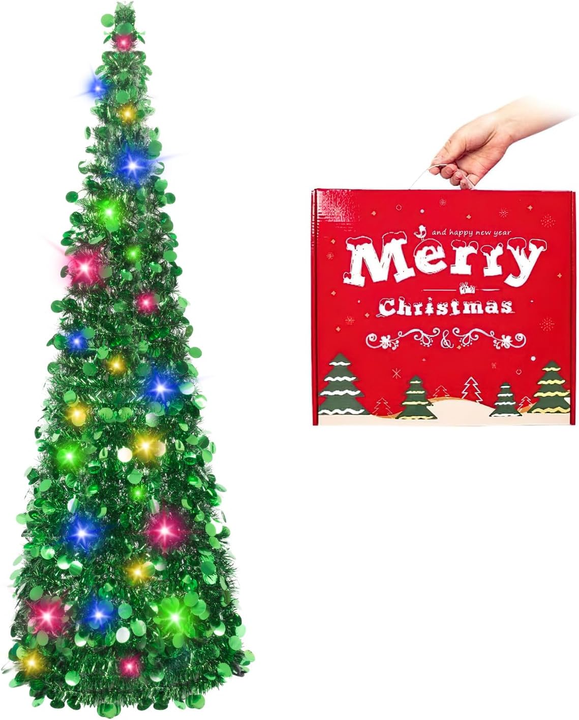 Árbol de Navidad MACTING 5ft Pop Up con luces y brillo