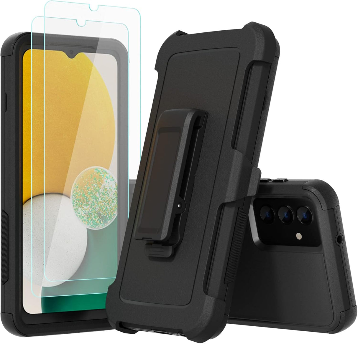 Funda compatible con Samsung Galaxy A13 5G (no para A13 4G), con clip de cinturón, resistente, resistente a prueba de golpes, protección de cuerpo completo, función atril, funda para Samsung Galaxy A13 5G (negro)
