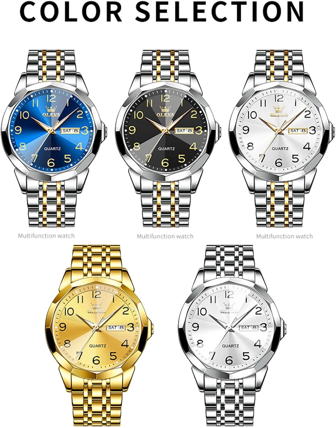 Reloj casual de acero inoxidable OUW-S-G9970GS-BB OLEVS