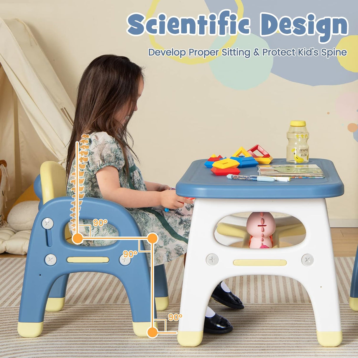 Juego de mesa y silla para niños con juguetes Montessori