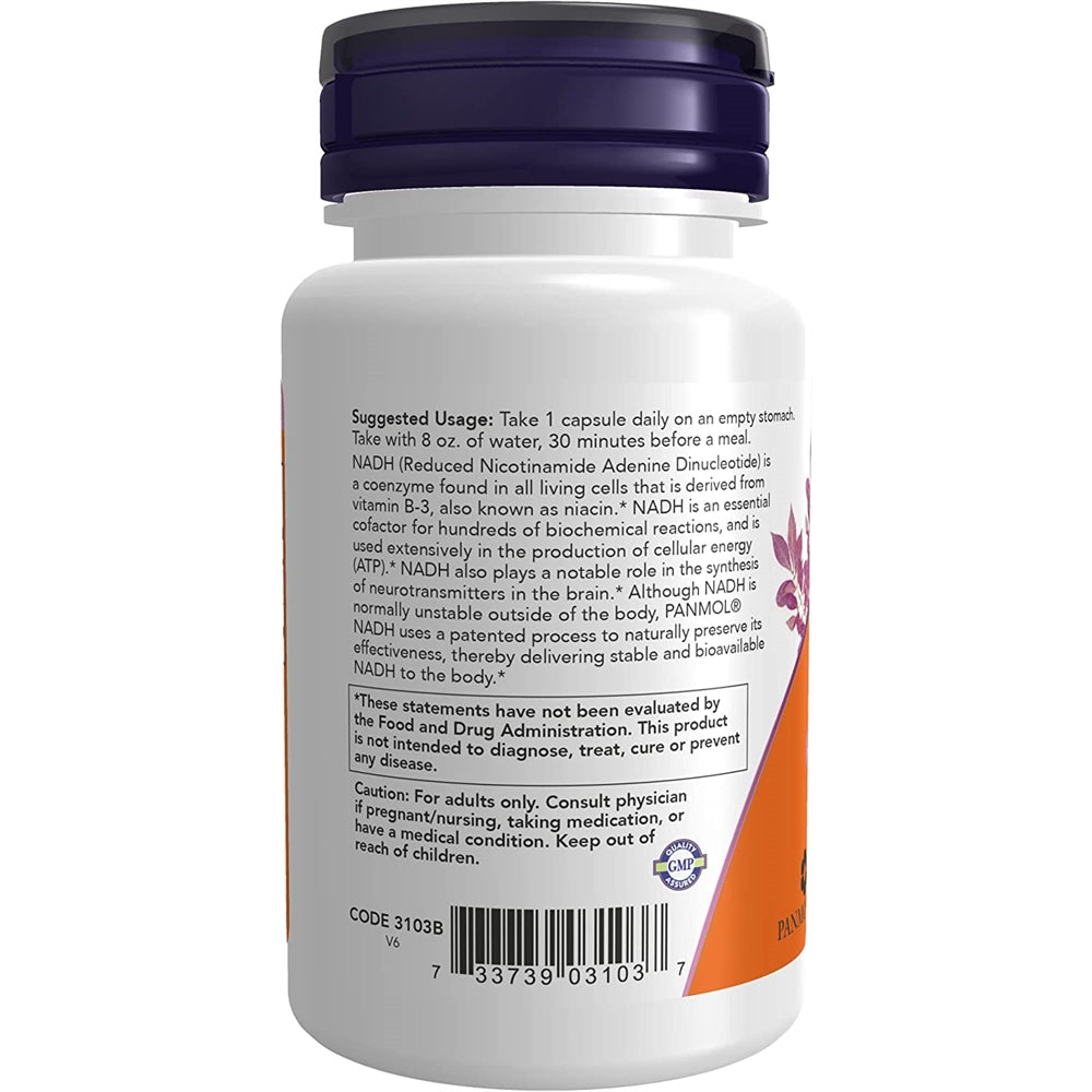 Suplementos NADH 10 mg con 200 mg D-ribose 60 cápsulas