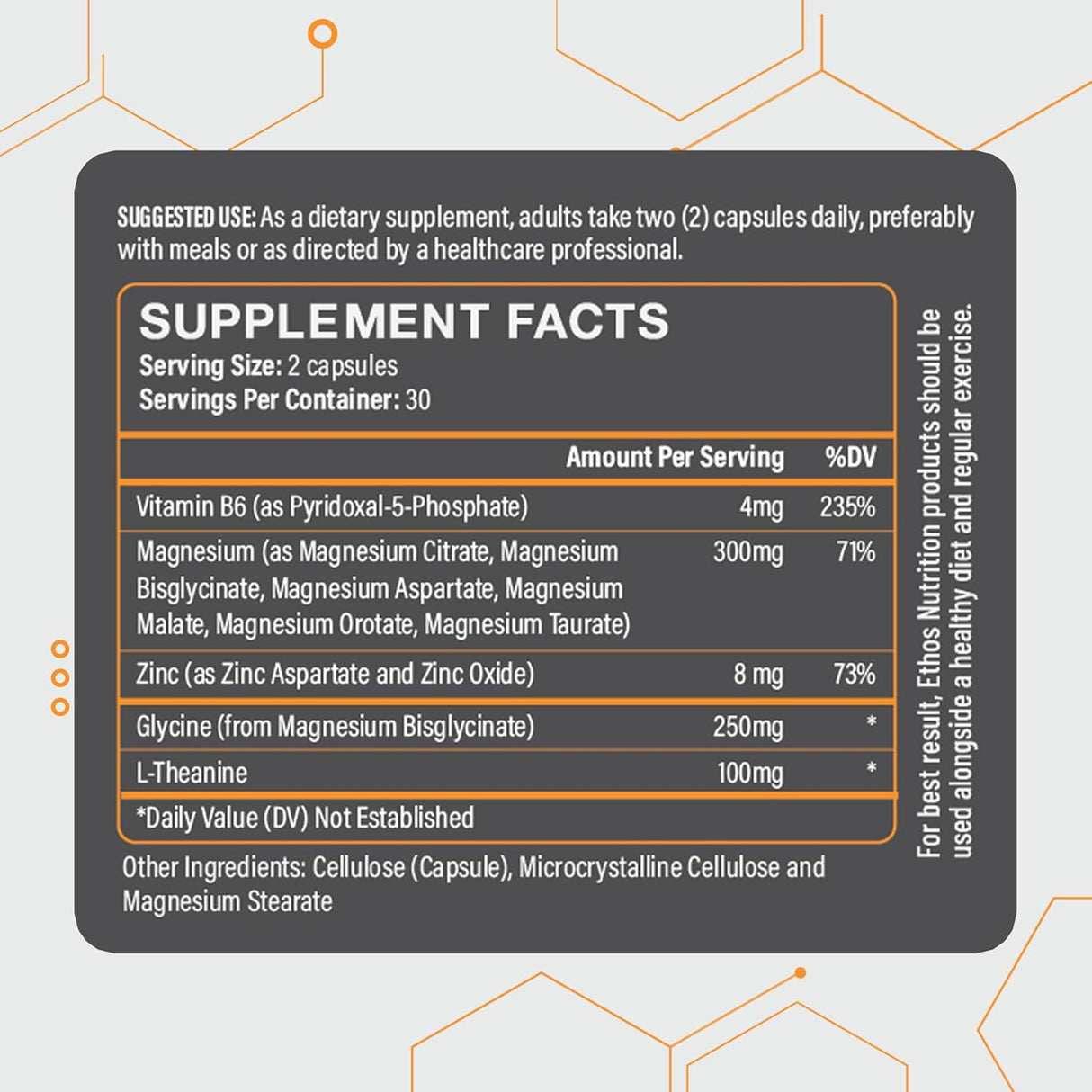 Suplemento de magnesio calmante natural con L teanina P5P